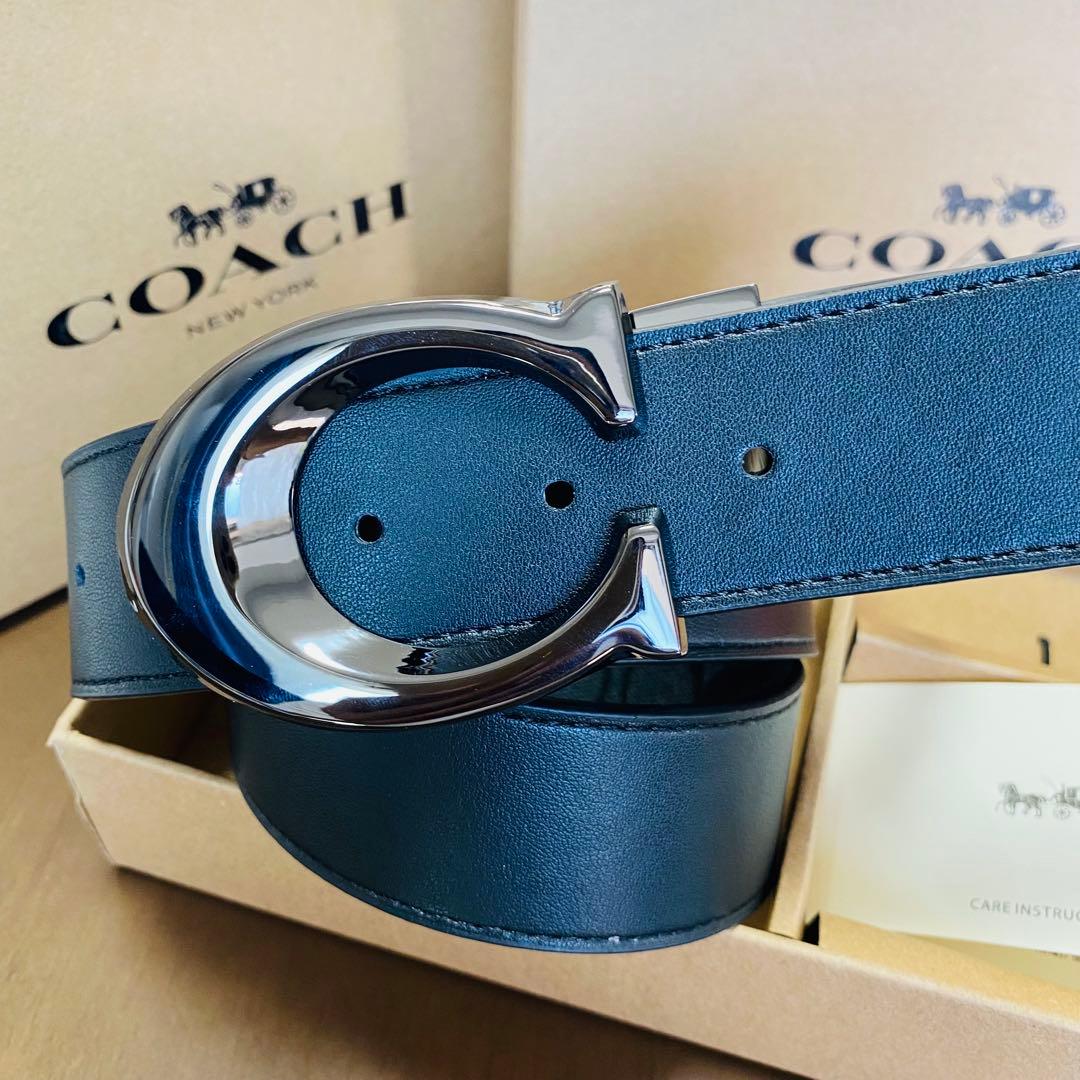 COACHコーチ新品正規品リバーシブルレザーベルト　回転バックル
