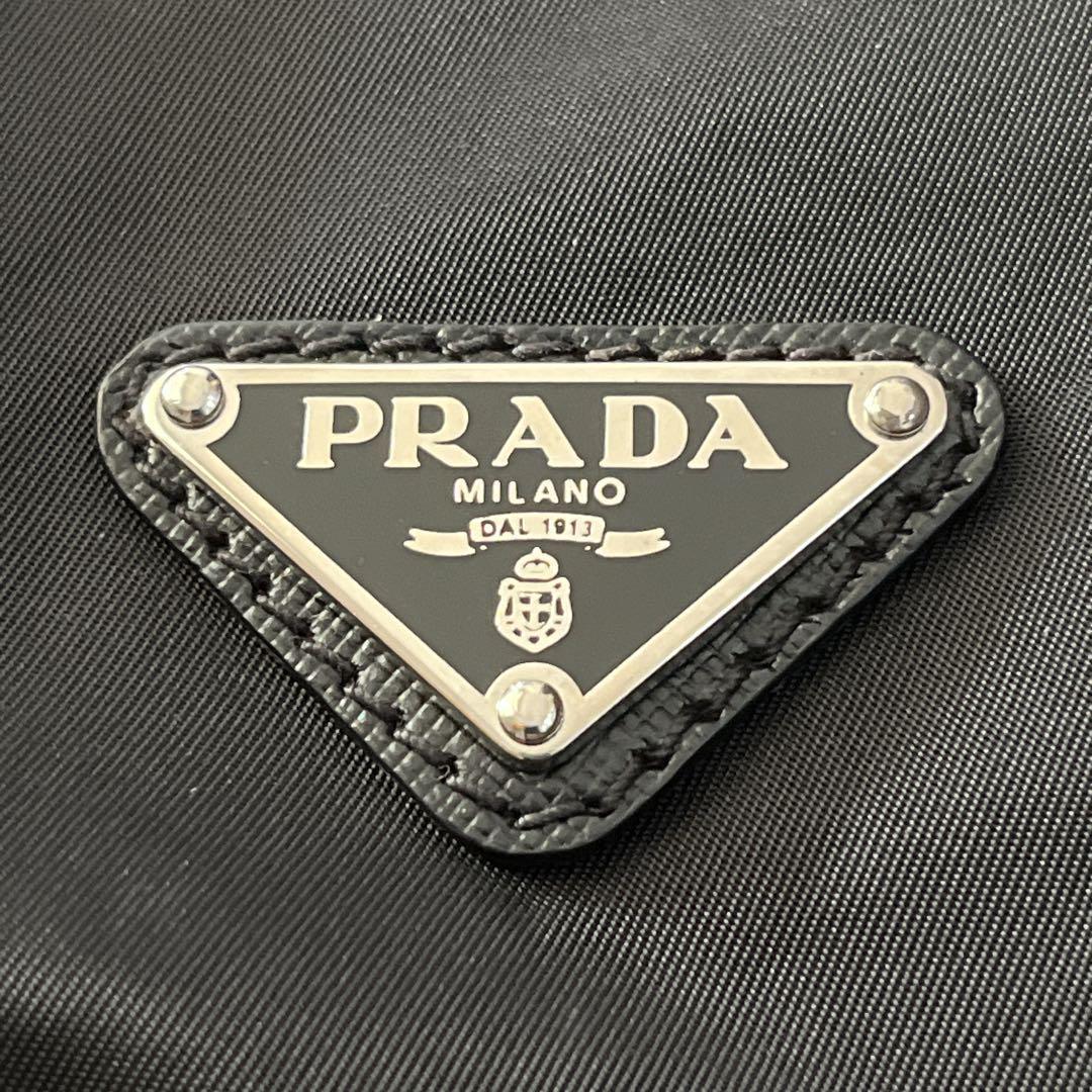 美品　プラダ　ハンドバッグ　ミニボストン　三角ロゴ　テスートナイロン　ブラック