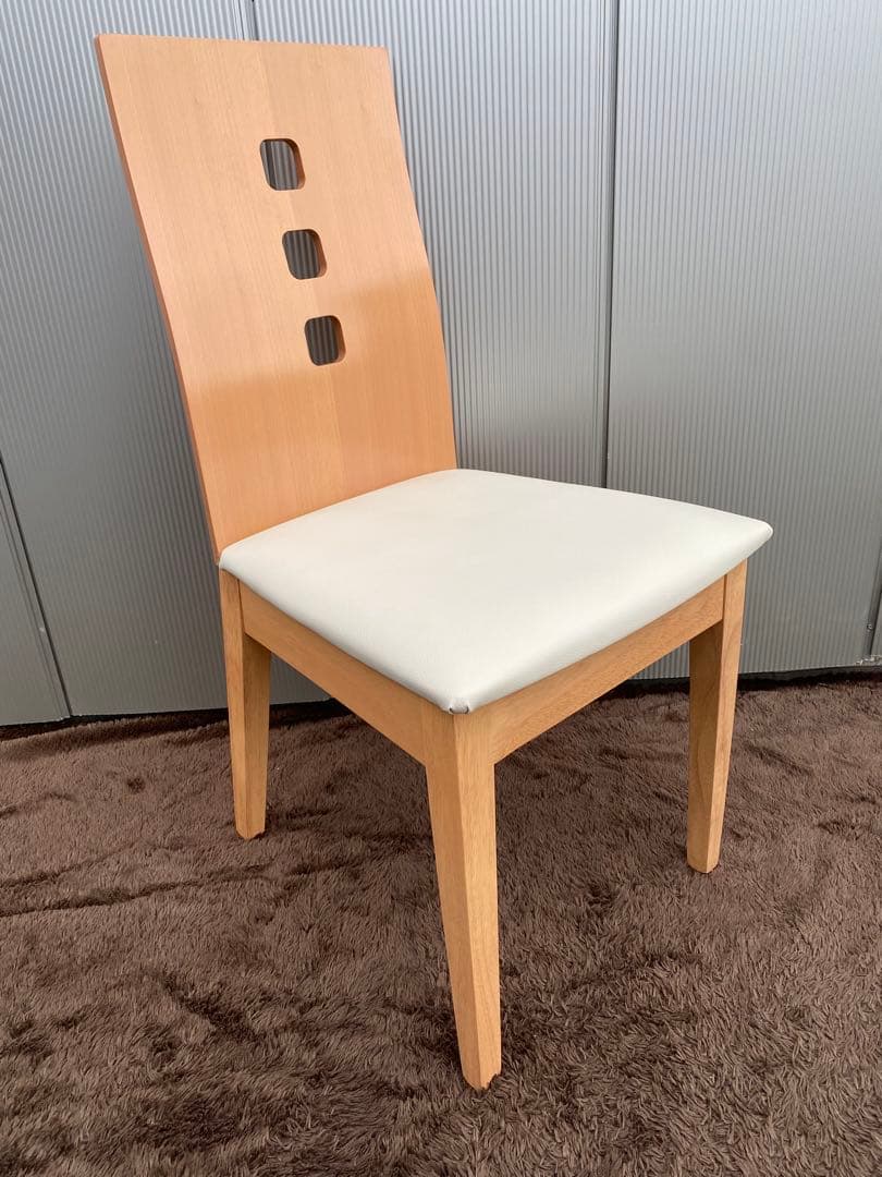 送料無料★高級シンプルダイニングチェア【ナチュラル】新品張替済！