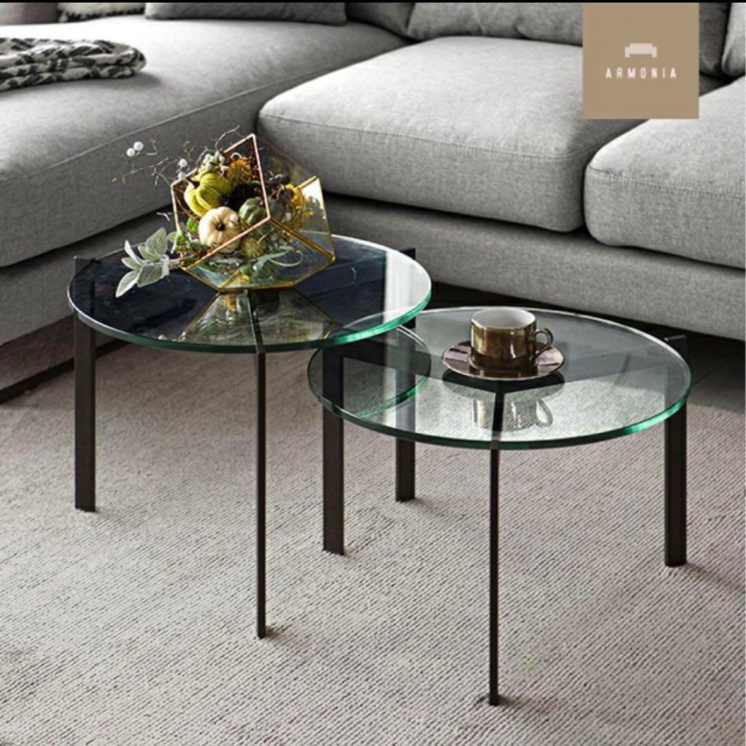 【美品】ARMONIA アルモニア ガラス センターテーブル 丸型
