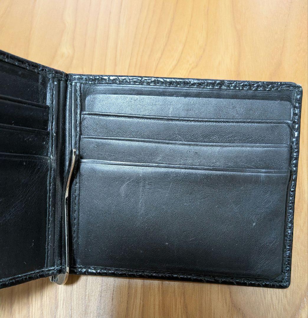 【希少】PRADA マネークリップ付 クロコダイル調 型押し 財布 黒