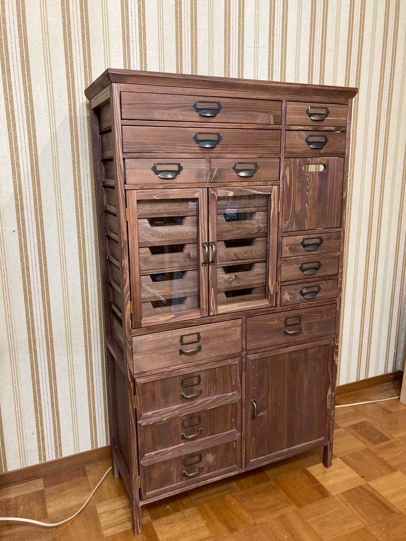 シェルフ 飾り棚 幅75cm KARE風 ヒノキの集成材