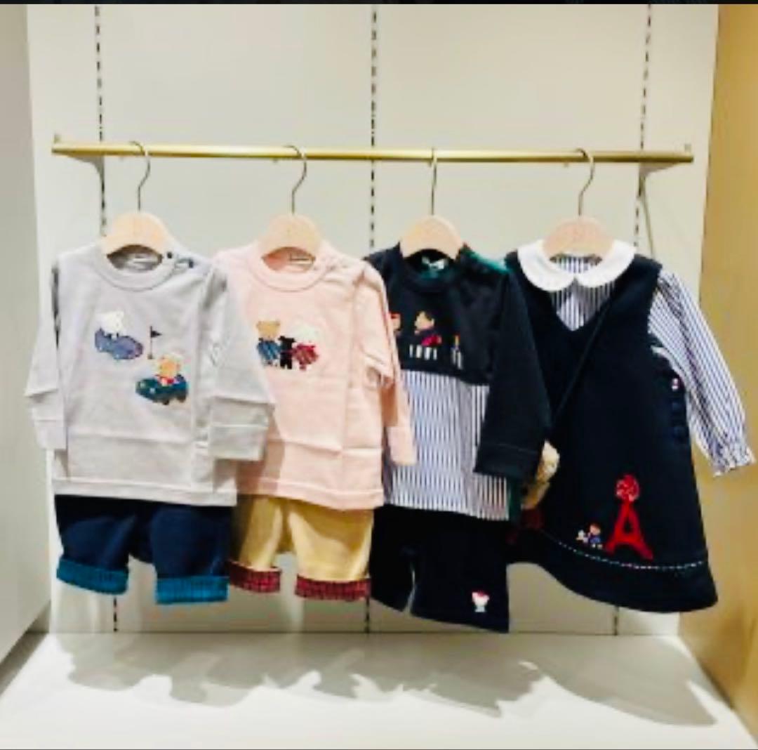 ファミリア　美品　パリ　エッフェル塔　完売　ジャンパースカート　リボン