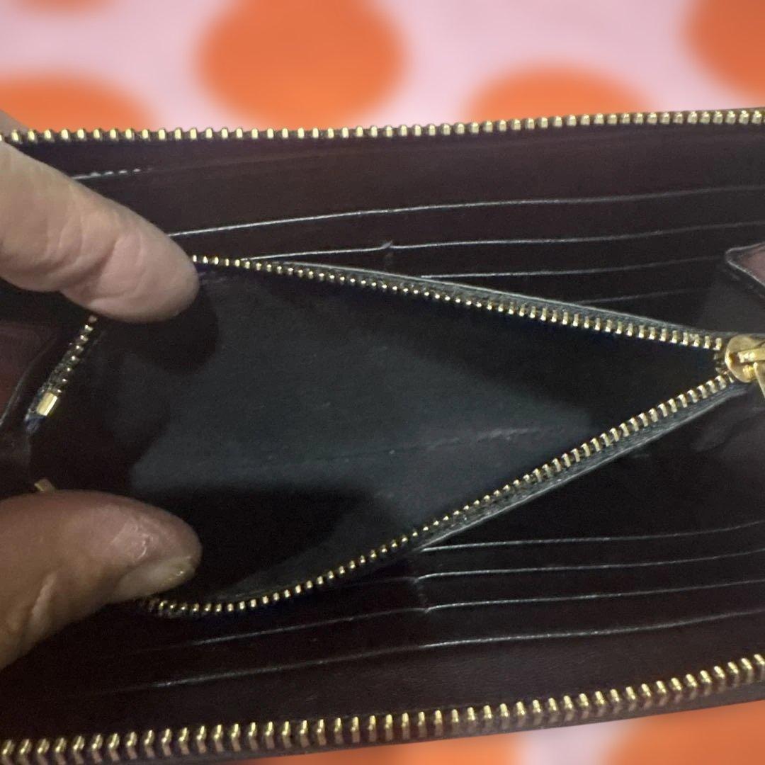 えま黒 クロコダイル風長財布 ゴールドロゴ付き