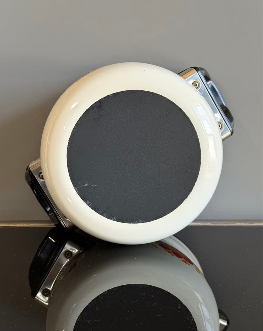 昭和レトロポップ　ホーロー鍋 マルビシ　フィオーレ　20cm 花柄　両手鍋