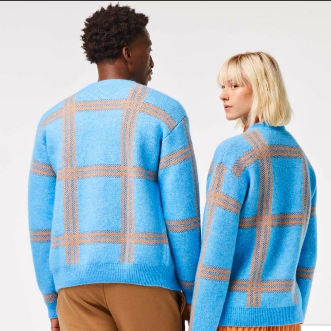 極美品✨LACOSTE ビッグタータンチェックジャカードVネックカーディガン