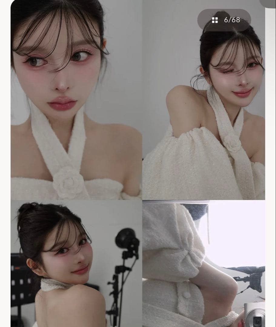 Darich ホルターネックオフショルツイードトップス　　WHT