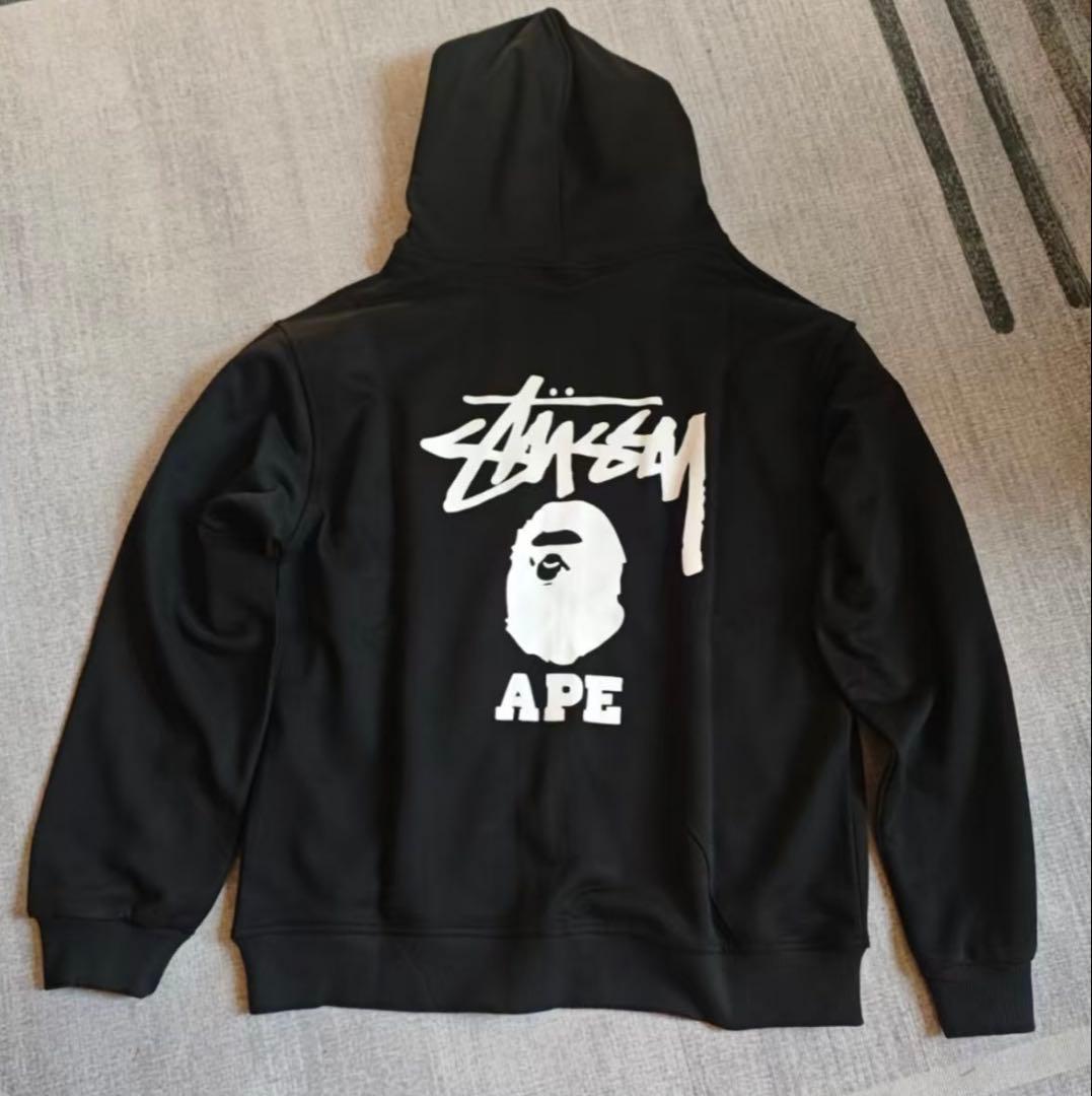 Stussy ape ブラック フードパーカー！