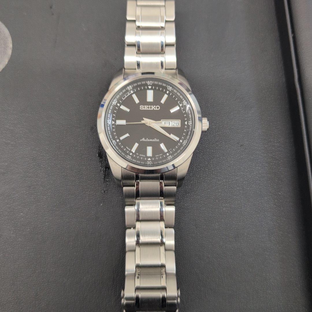 SEIKO 自動巻き 腕時計 黒文字盤 ステンレスベルト