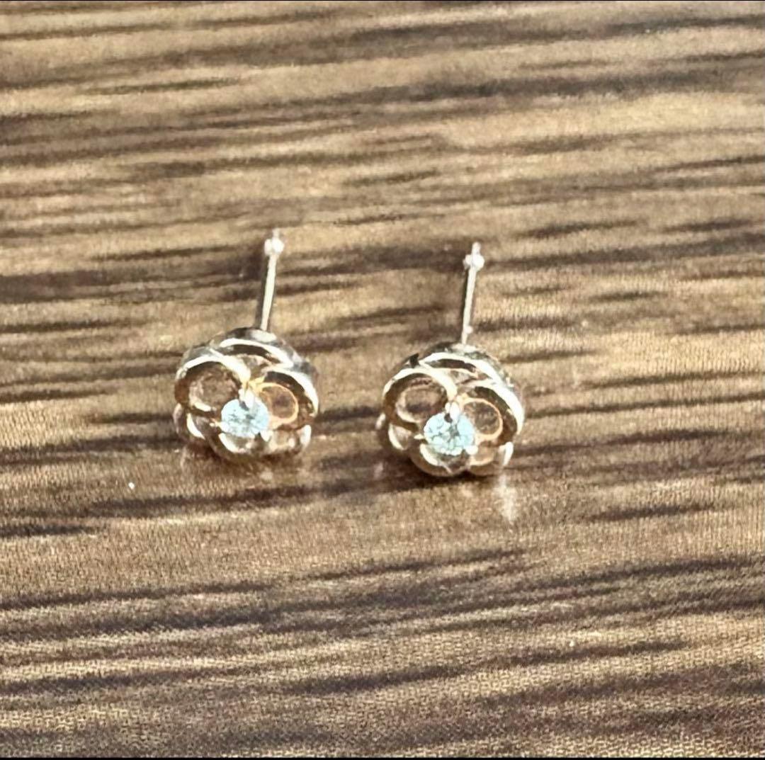 u*️様 4°C K10フラワーピアス　ピンクゴールド　ダイヤモンド　両耳用