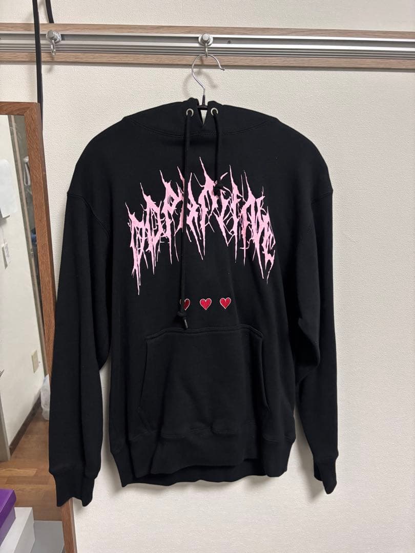 198club 黒 M パーカー ピンクプリント