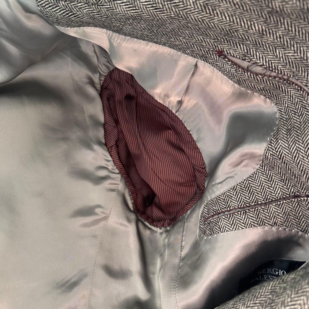 【カシミヤ100%】美品 MITSUMINE ヘリンボーン柄 ステンカラーコート