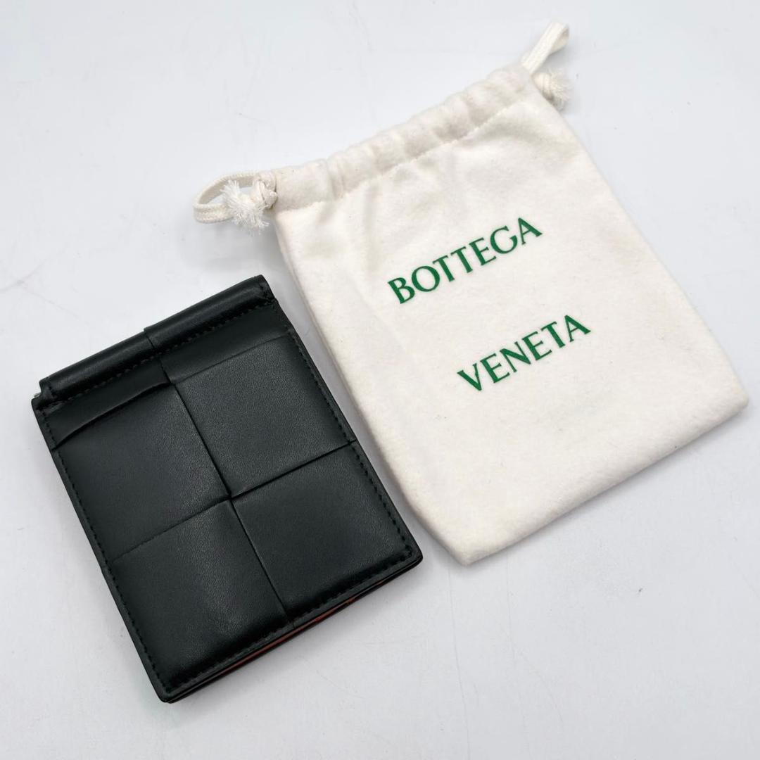 極美品 袋 現行 ボッテガヴェネタ マキシ カセット マネークリップ 黒 札入れ