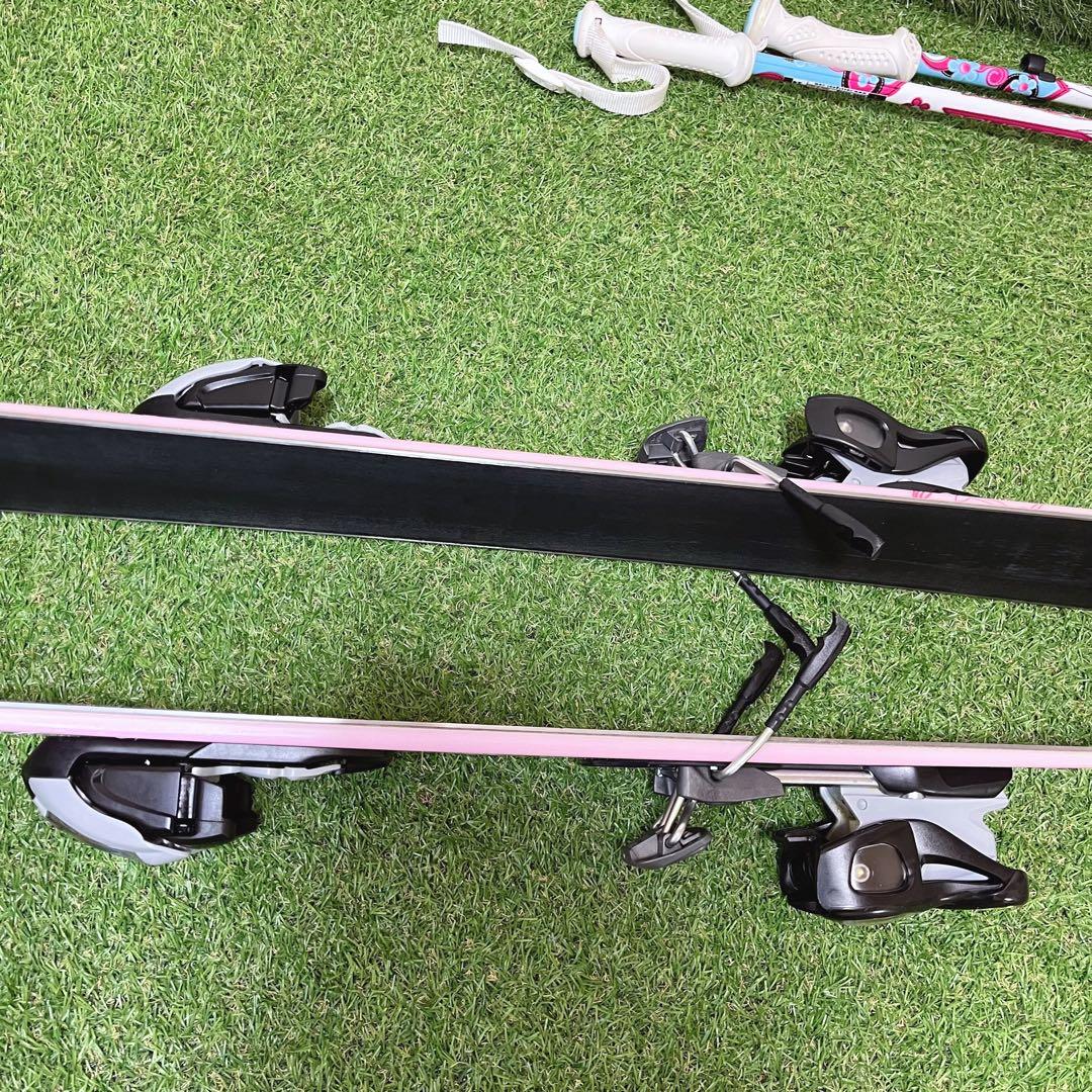 K2 かわいいピンク 女の子 ジュニアスキー板 134cm ストック棒付き
