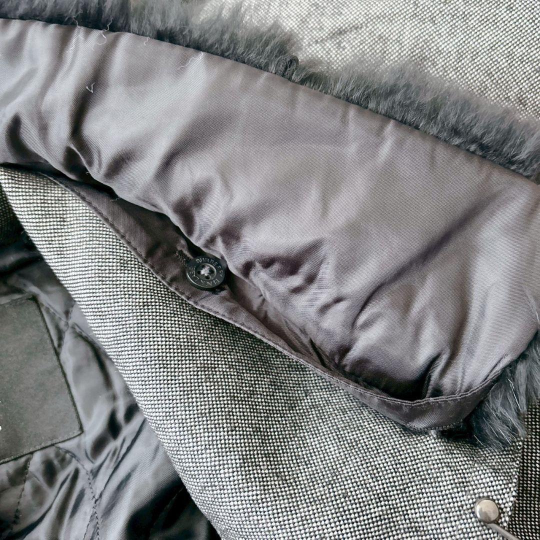 バーバリーブラックレーベル ラビットファー ステンカラーコート 中綿キルティング