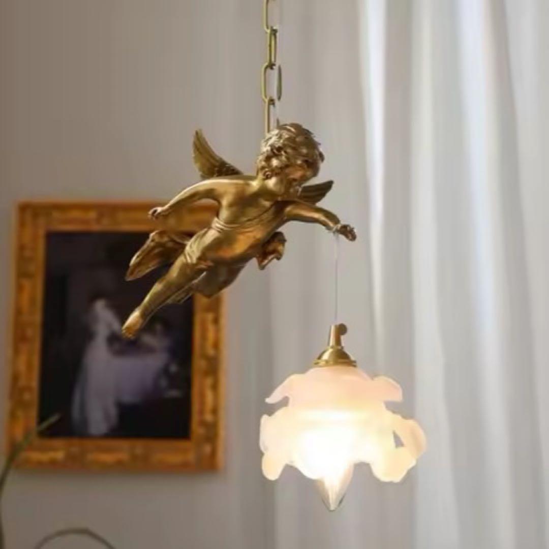 フレンチアンティーク 調天使のペンダントライト ロココ