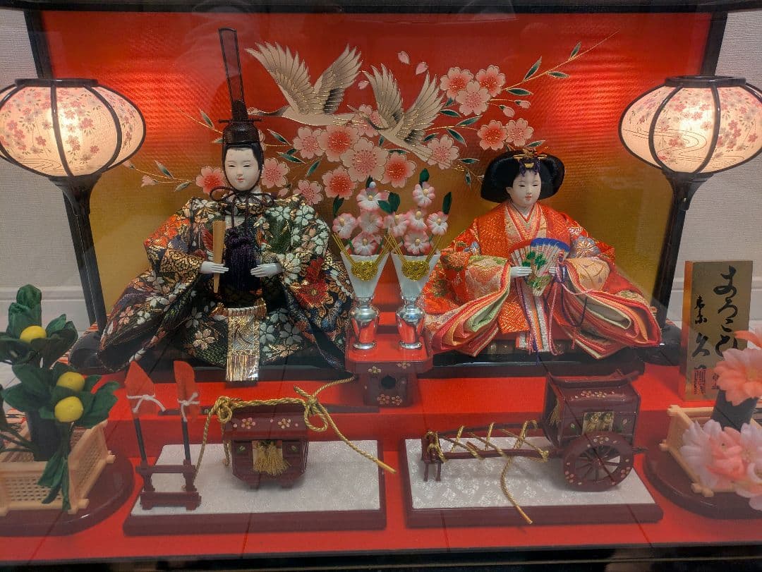 ひな人形セット ガラスケース付き