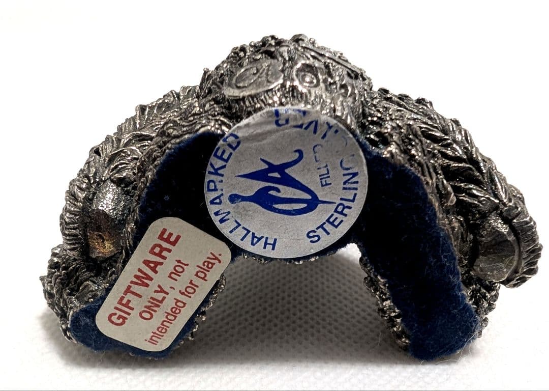 純銀張 英国 スターリングシルバー ホールマーク テディベア 彫刻 くま