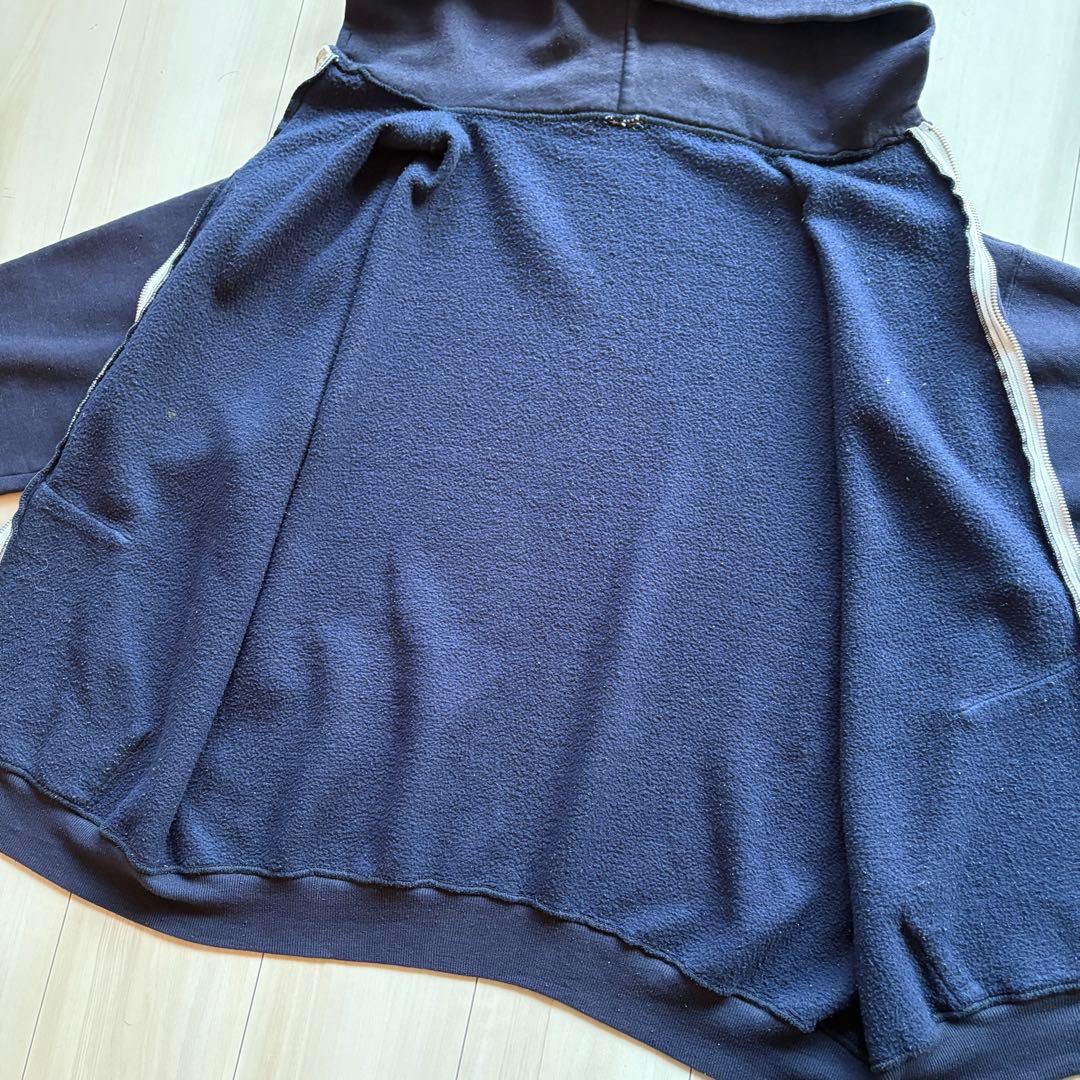 -80s フルジップパーカー USA製 ナス紺 アルミジップ XL相当 フェード