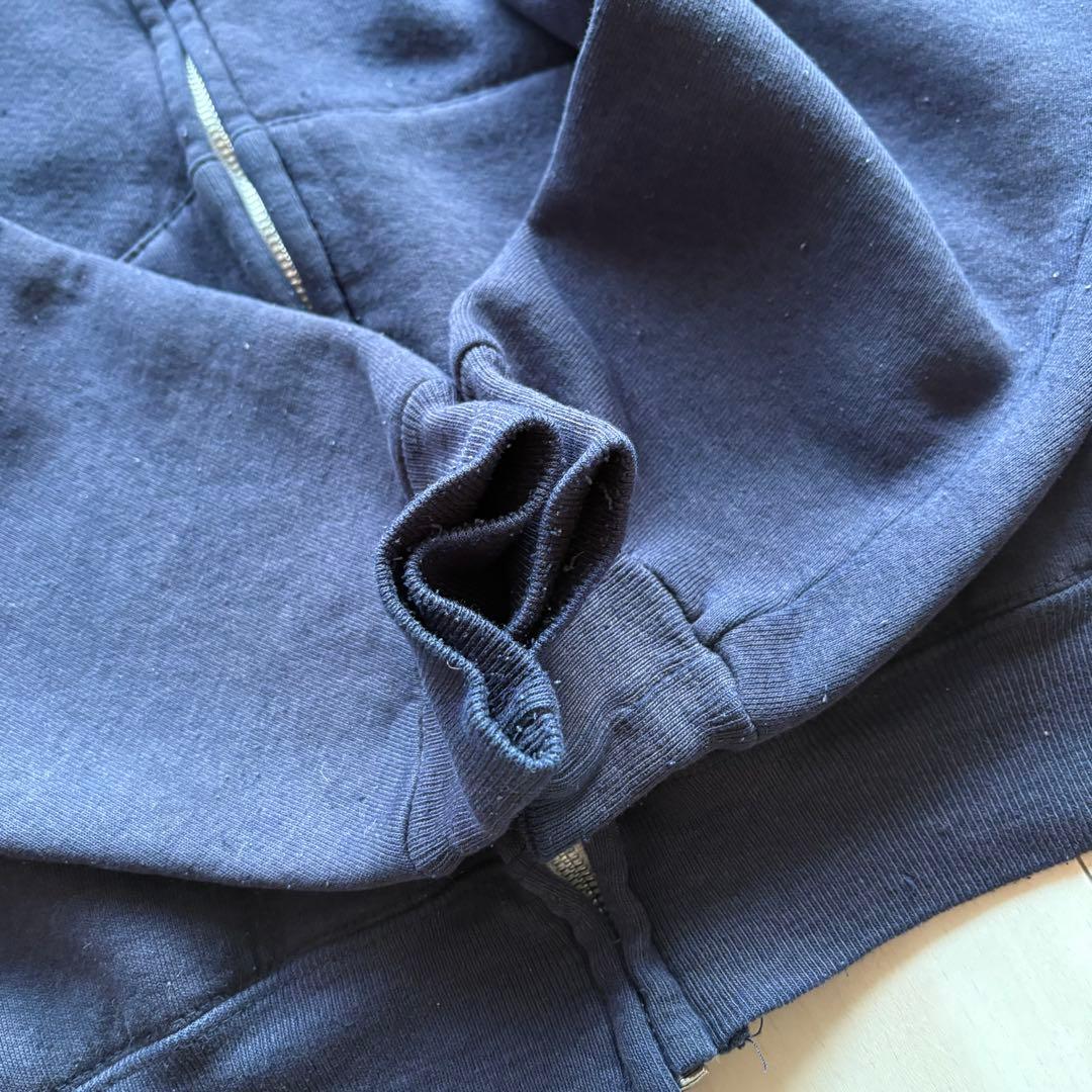 -80s フルジップパーカー USA製 ナス紺 アルミジップ XL相当 フェード
