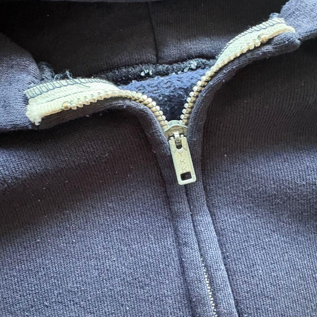 -80s フルジップパーカー USA製 ナス紺 アルミジップ XL相当 フェード