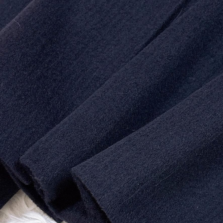 うらら【極美品】MaxMara アルパカウールコート レザーリボン 紺38