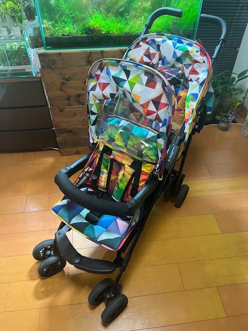 【美品】コサット　シャッフル　二人乗り　縦型ベビーカー　バギー