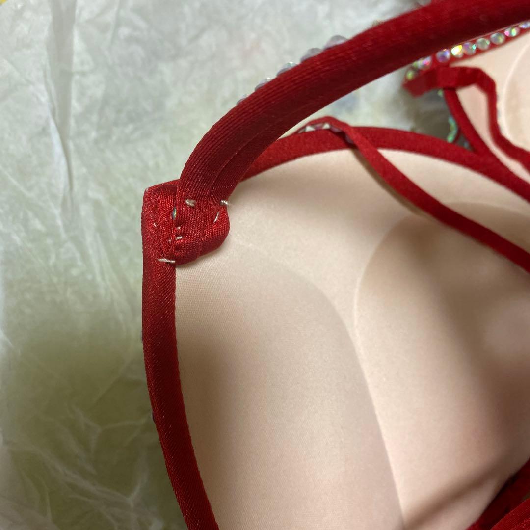 中古　赤　ビジュー装飾ベリーダンスセット