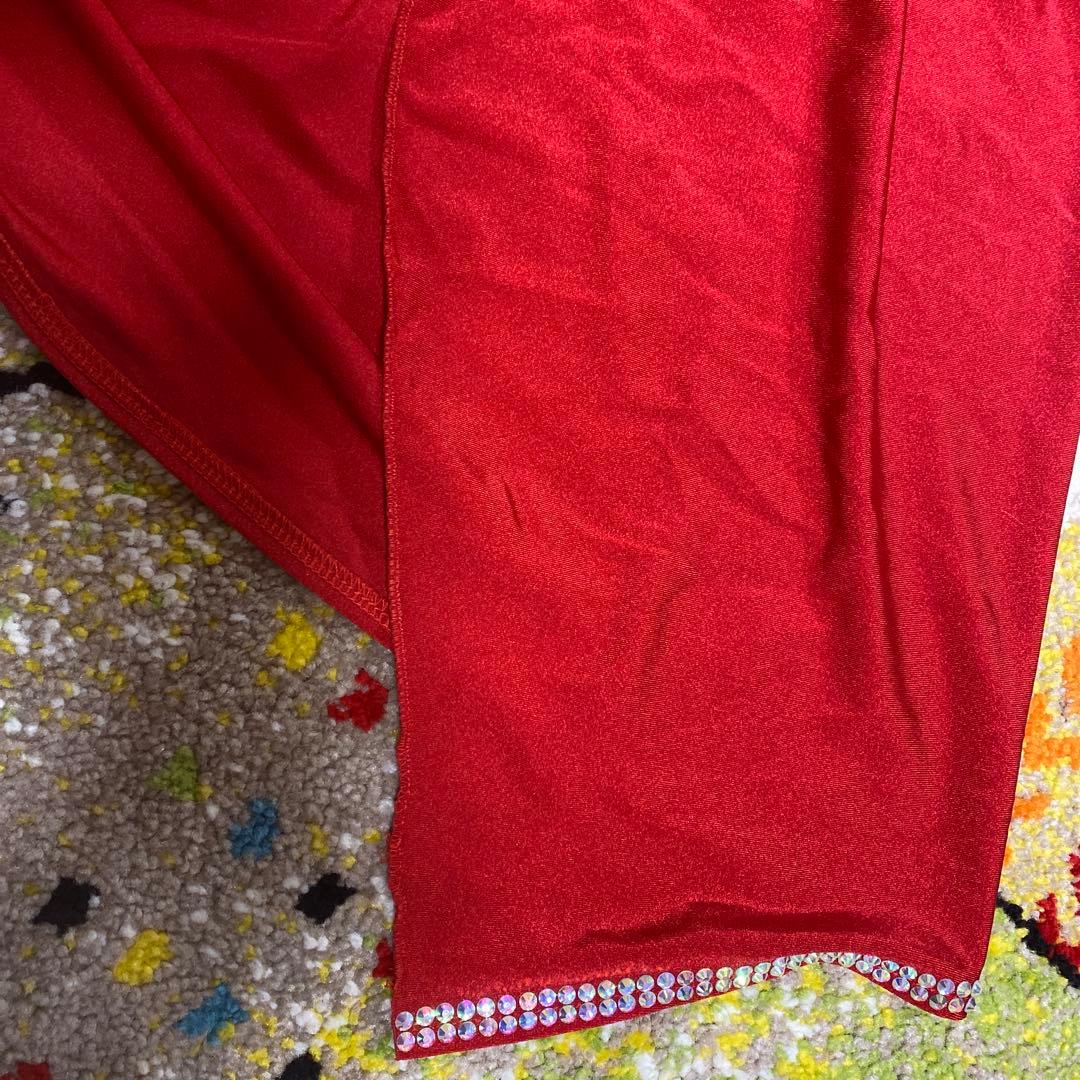 中古　赤　ビジュー装飾ベリーダンスセット