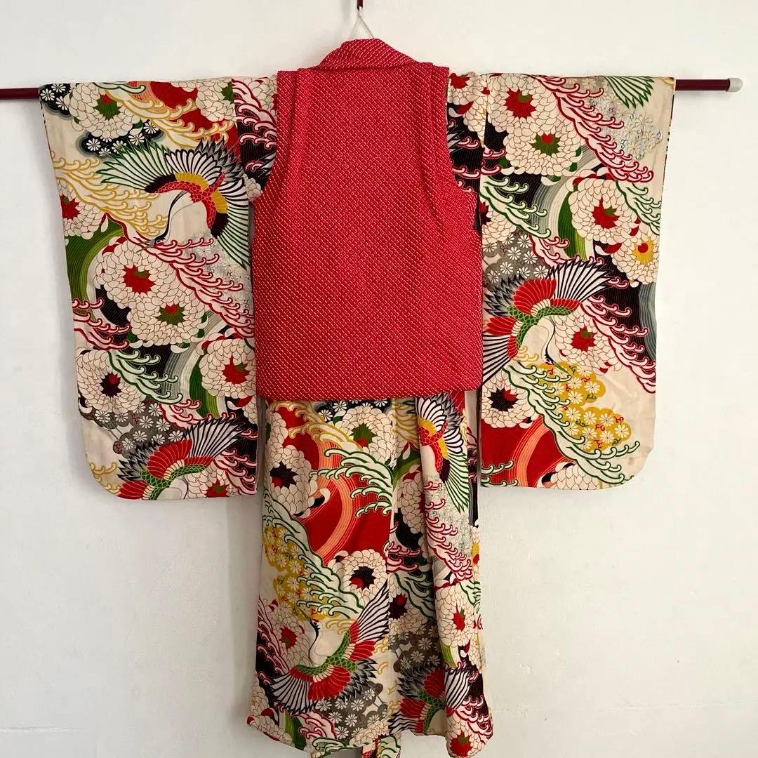 アンティーク　七五三　3歳　着物　被布コートビーズバック　草履セット☆