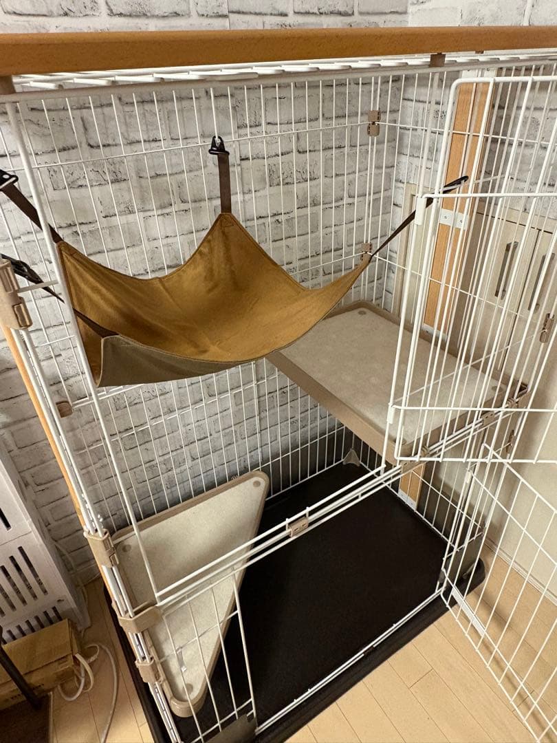 コジマ　ウッドワンサークル キャット 2段 KJセット　猫ケージ　ハンモック付き