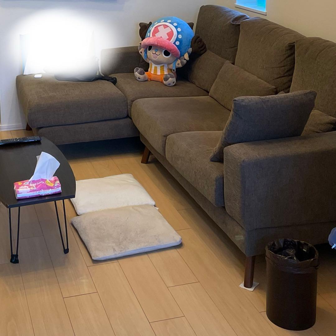 カウチソファ 布張り ブラウン