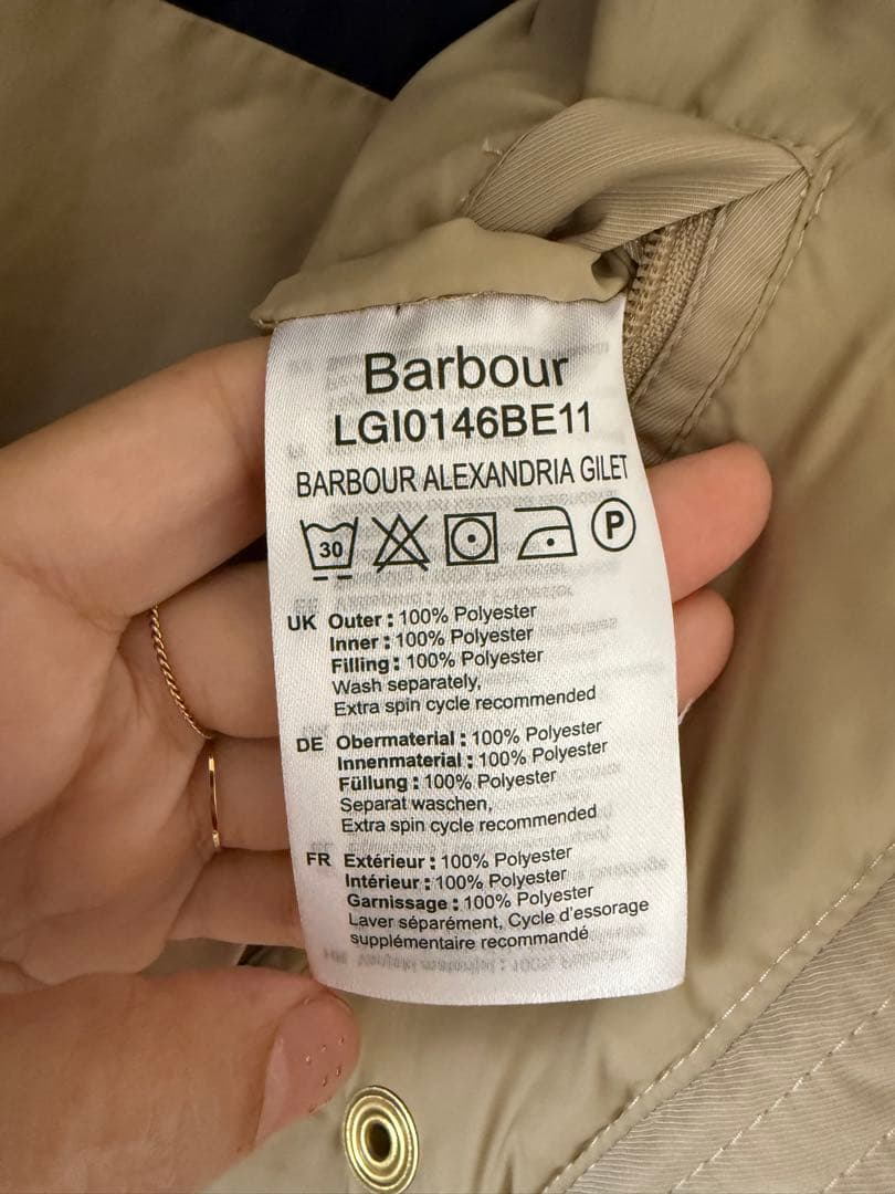 極美品Barbour ベージュ ロングダウンベスト フード付きドゥーズィエム