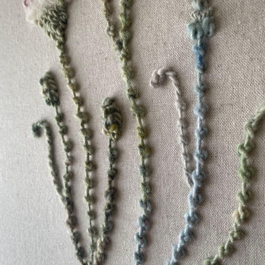 【一点もの】『手紡ぎ糸のお花. j'』手刺繍ファブリックパネル