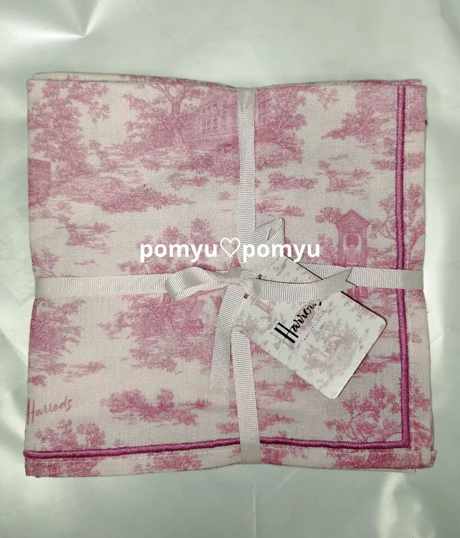 Harrods*⑅ トワル・ド・ジュイ風 ピンクナプキン 4枚セット