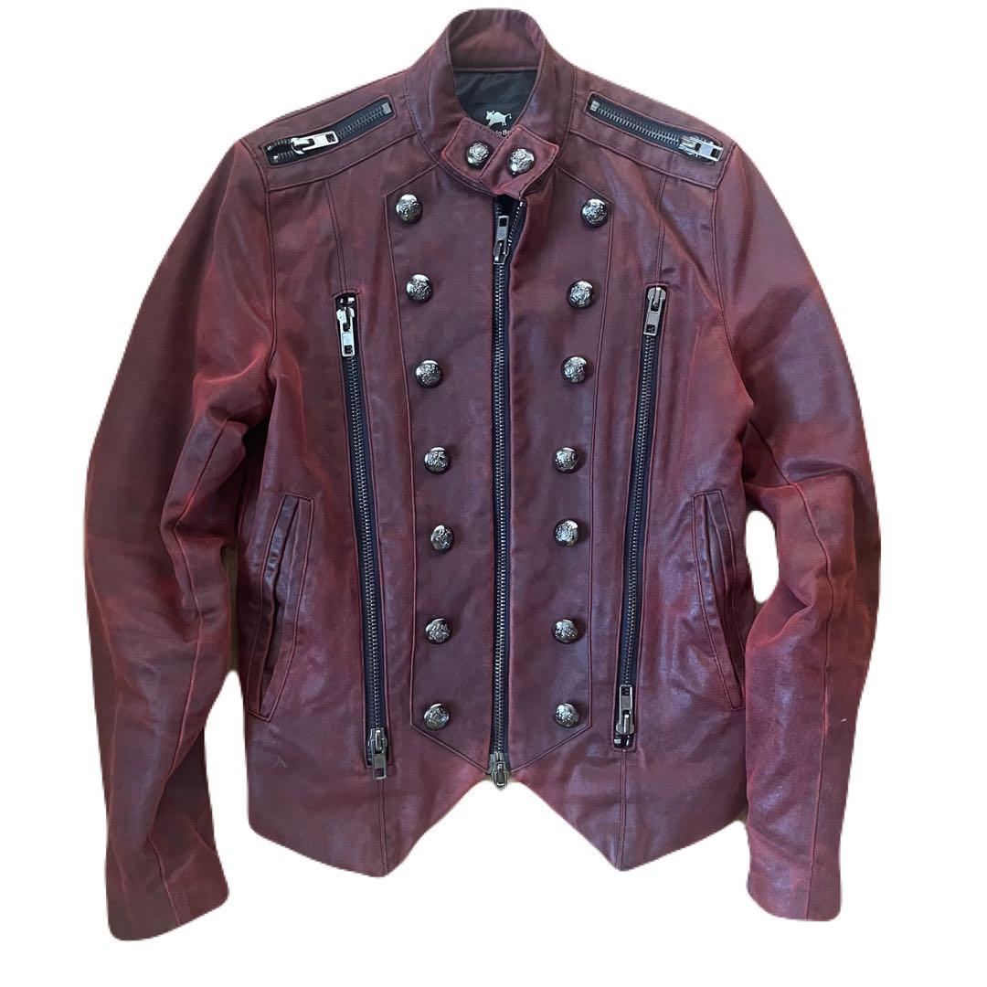 Y2K ライダースジャケット 革 赤 レッド 平成 古着 冬服　光沢