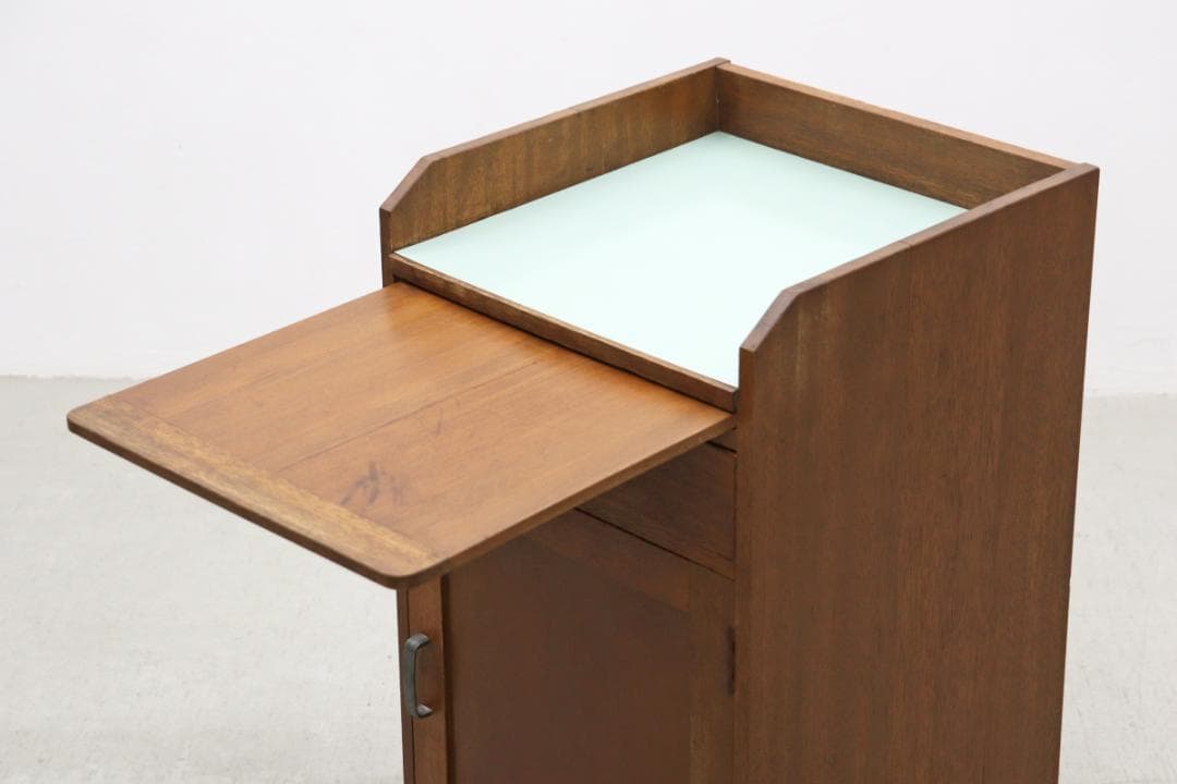 レトロ ラワン無垢材 トレー付き キャビネット 脇机 引き出し 花台 電話台