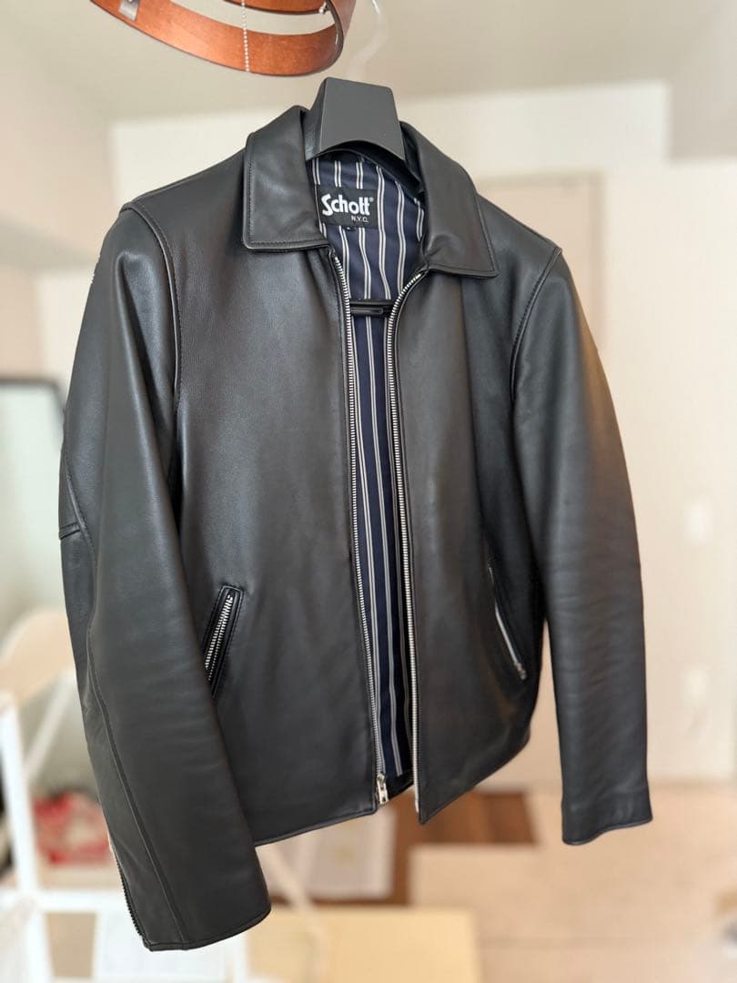 【美品】Schott ブラック シングルライダースジャケット