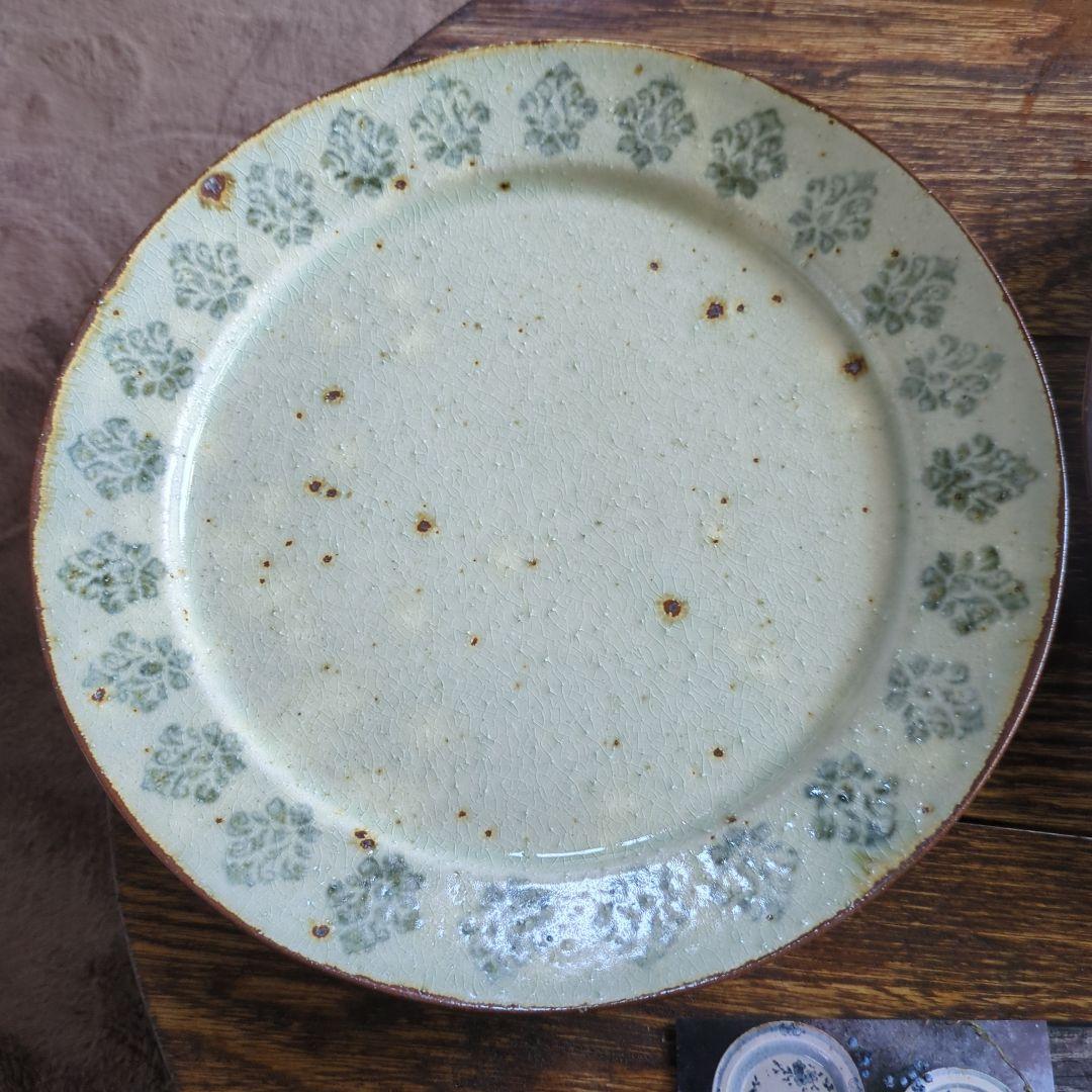 市野吉記コウホ窒　安南手　食器　ラウンドプレート　２枚セット　新品