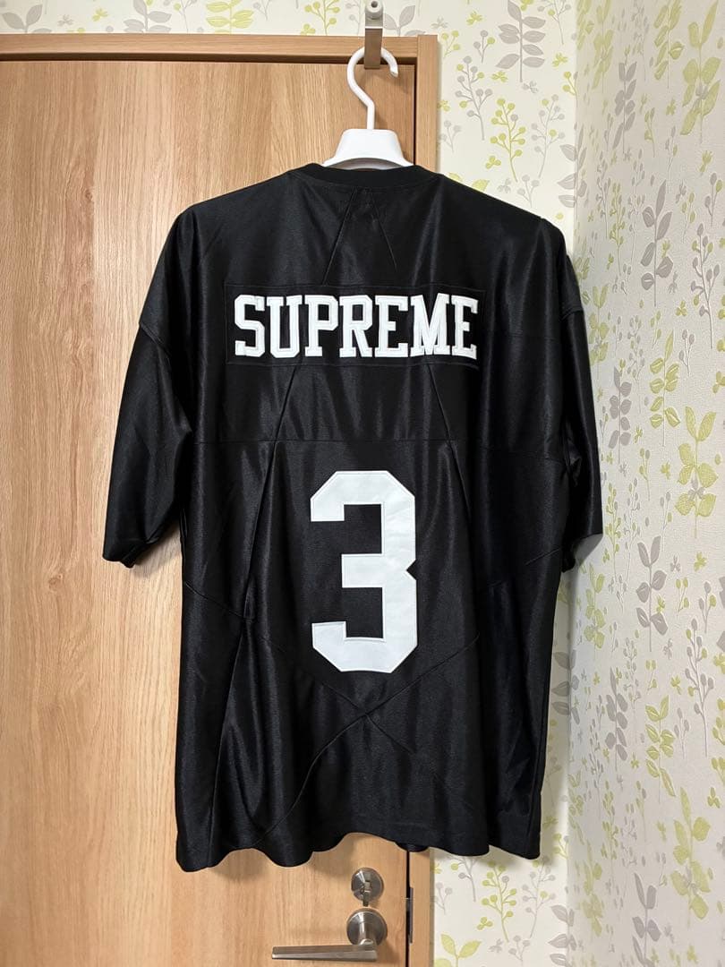 Supremeシュプリームfootballジャージ XL ブラック　ゲームシャツ