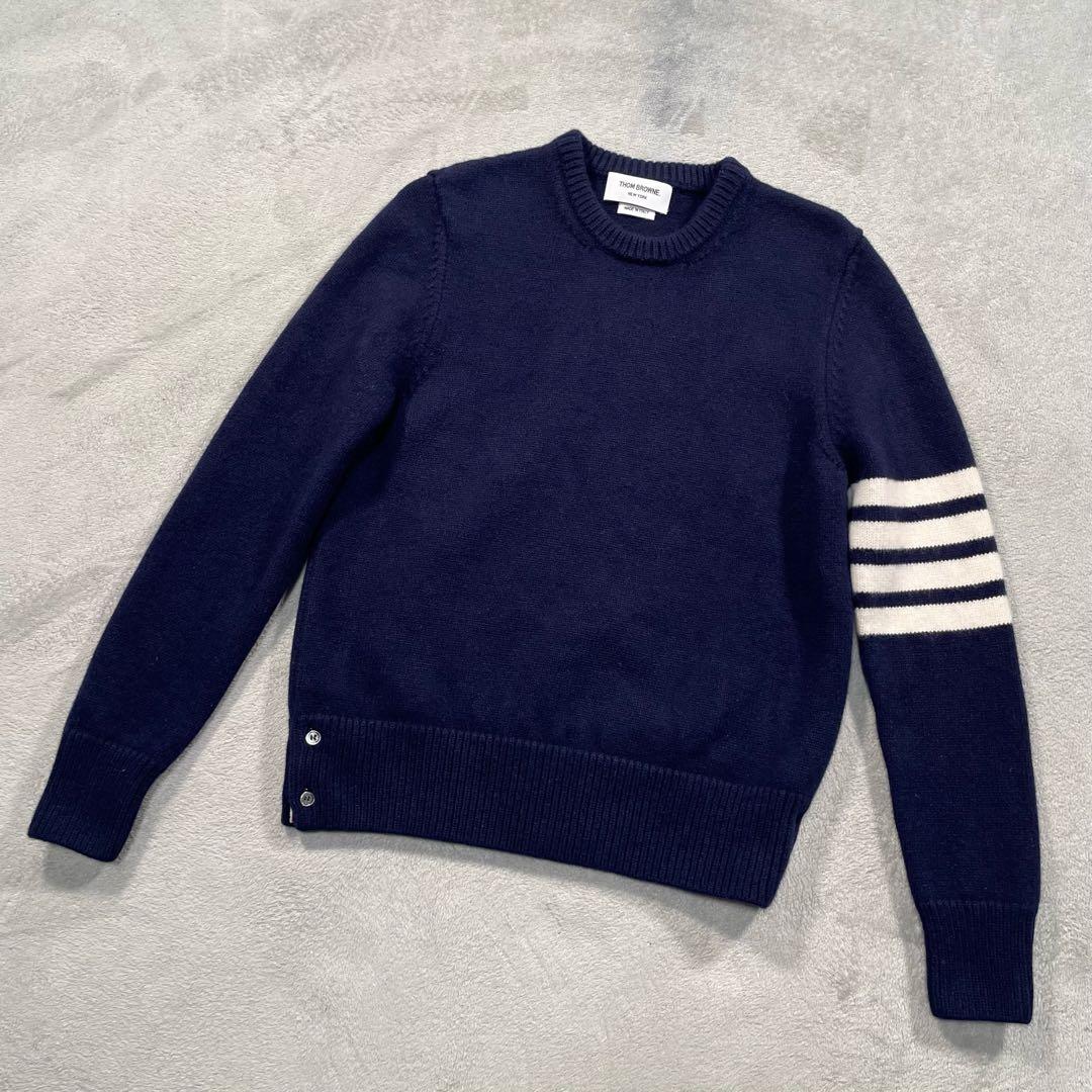 トムブラウン　4bar クルーネックニット　ロブスター　ネイビー　1