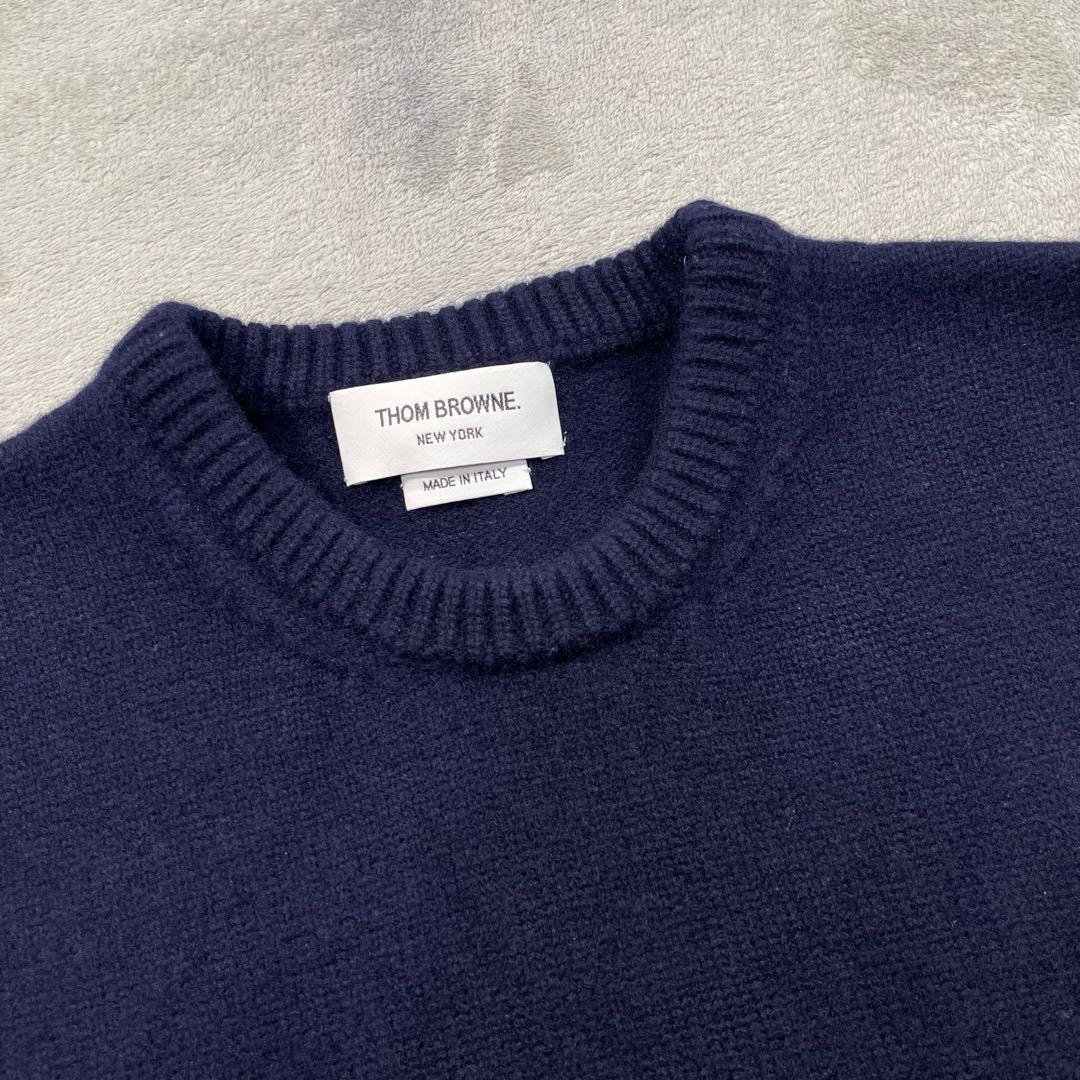 トムブラウン　4bar クルーネックニット　ロブスター　ネイビー　1