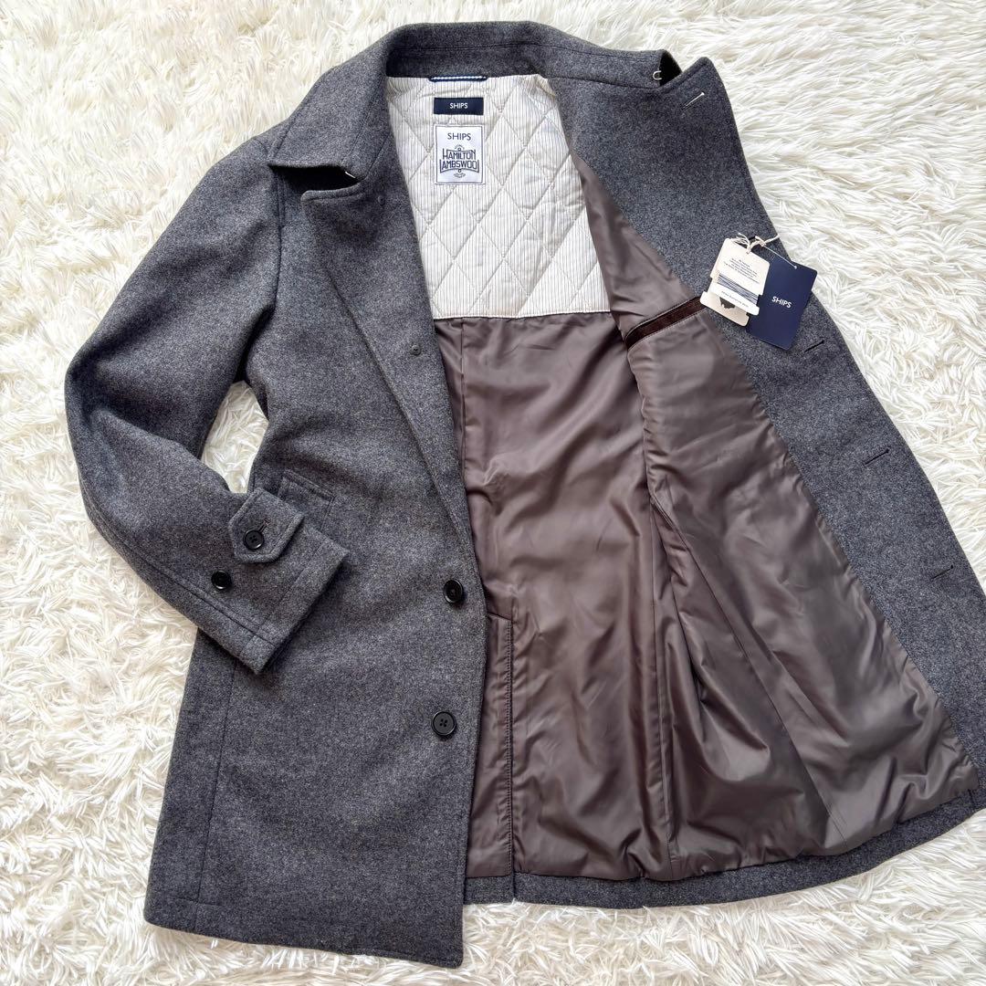 【タグ付未使用】ジーロンラム キルティング SHIPS ステンカラーコート