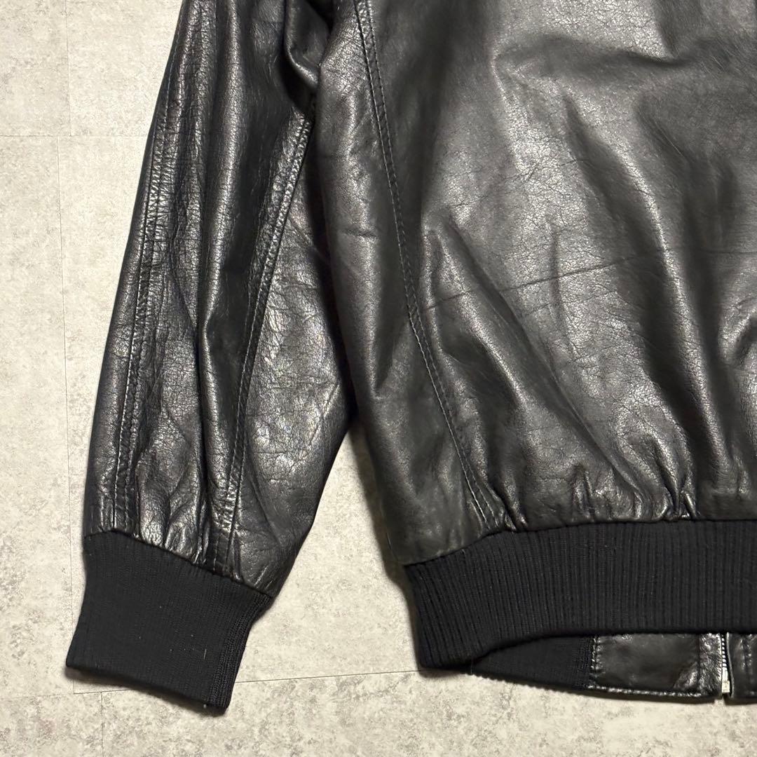 【archive】レザージャケット　ブルゾン　 L チェック柄　短丈　ショート丈