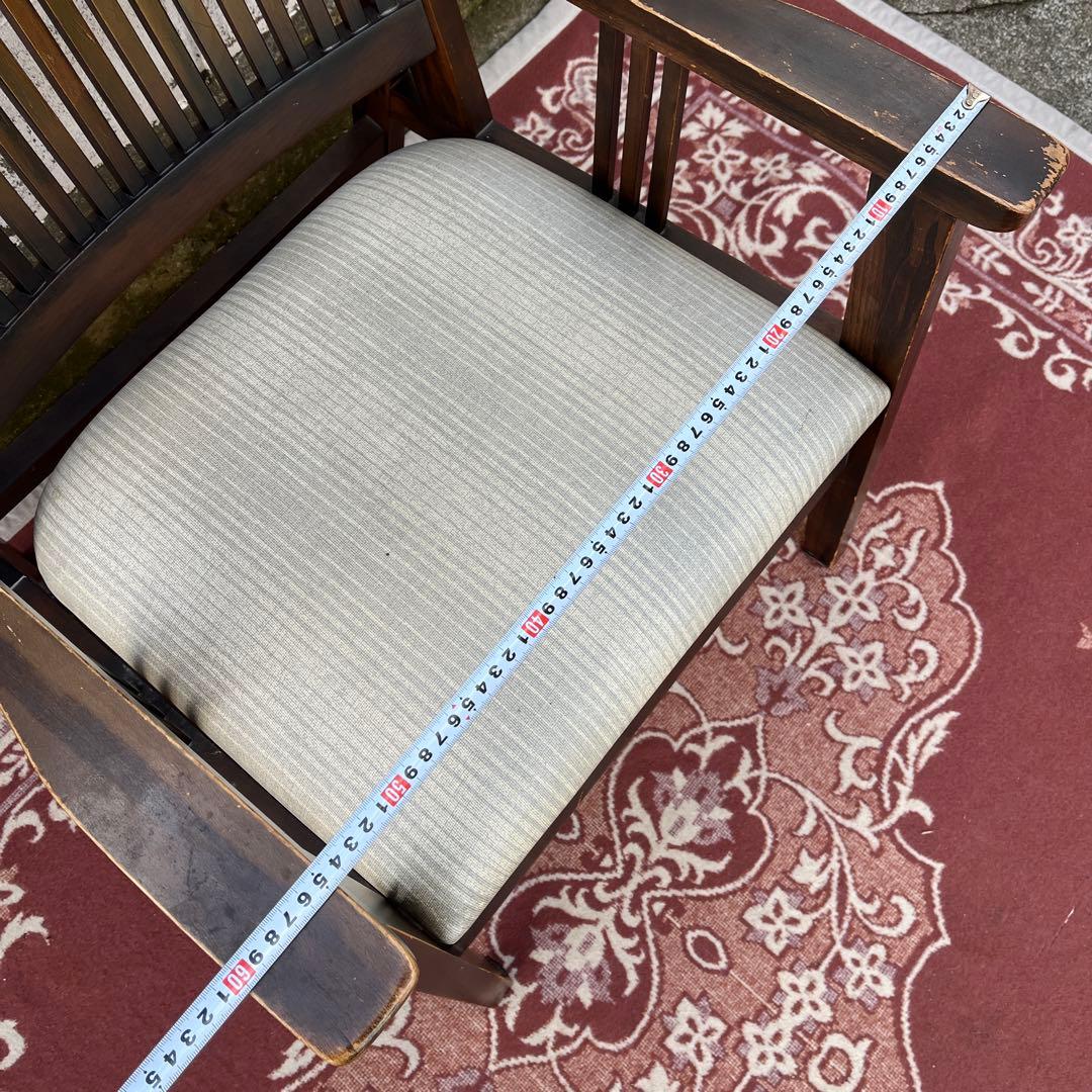 ビンテージ古家具◾️木製 肘掛けアームチェア ロビーチェア 椅子 イス チェア A