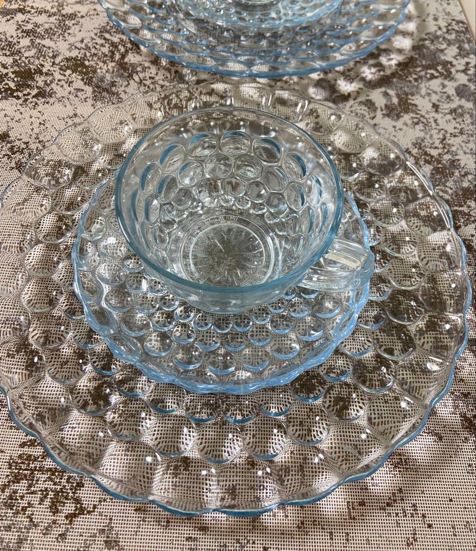 ファイヤーキングバブル サファイア カップ&ソーサー&ディナープレート 3セット