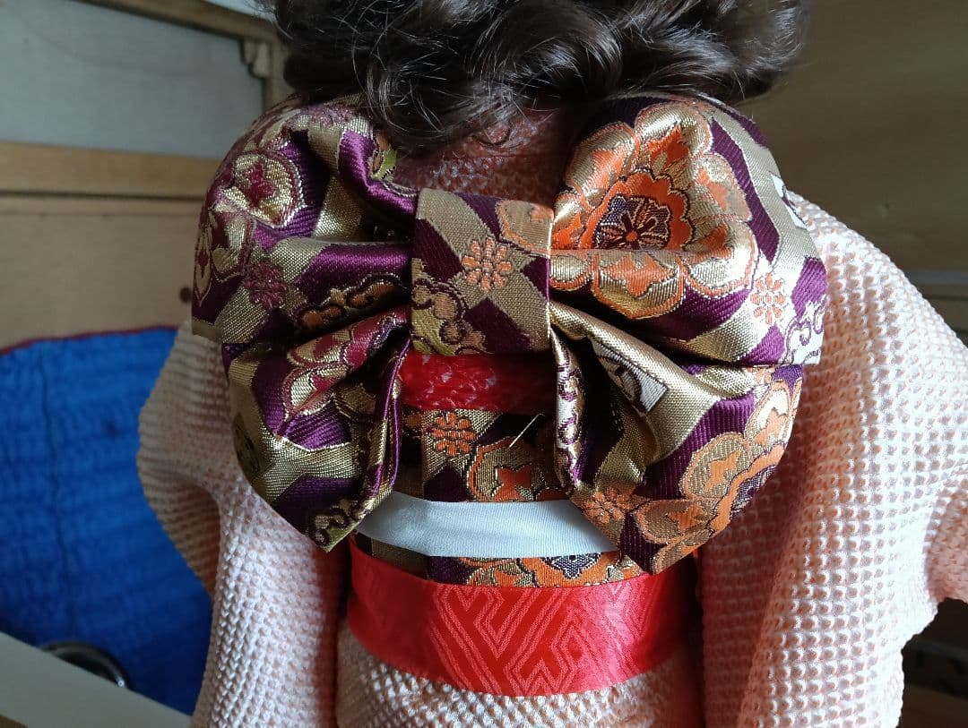 y 【レアもの】市松人形　京都西陣織裂地　吉徳大光　作