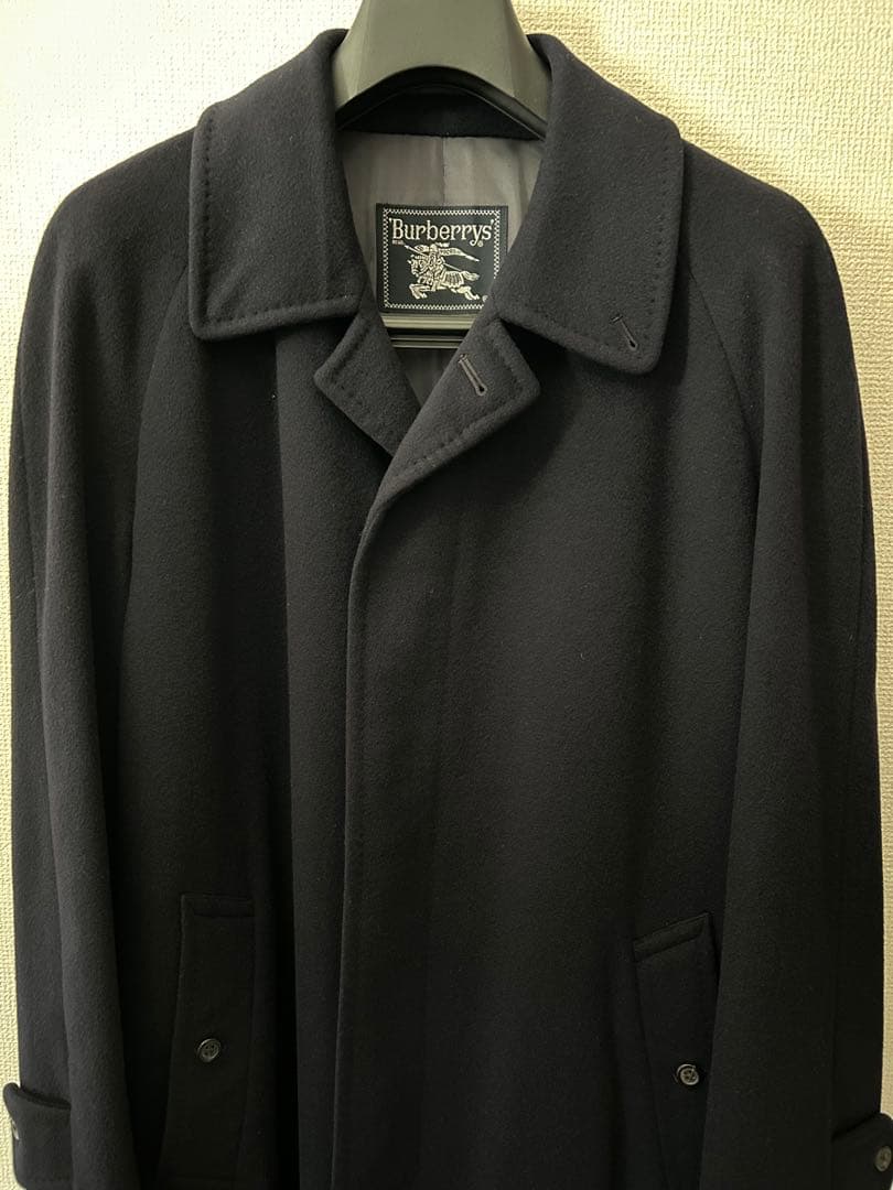 美品【Burberrys】バーバリー カシミアコート ステンカラー ネイビー L