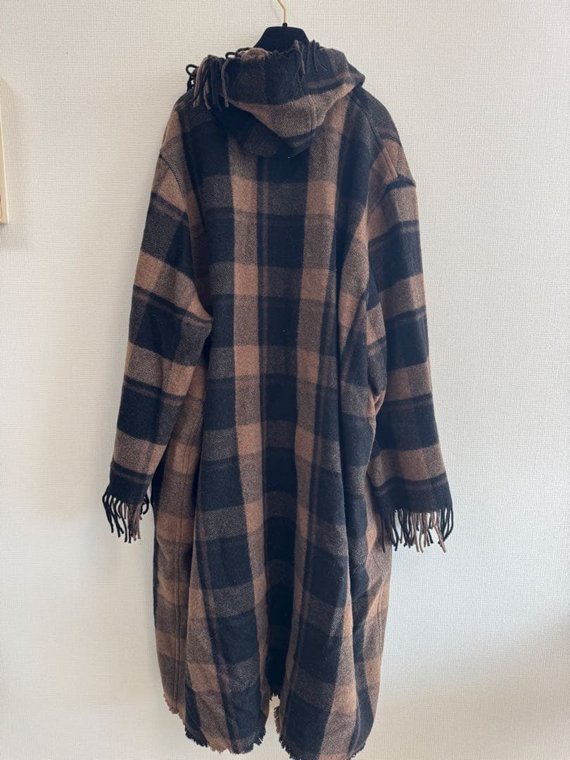 BALENCIAGA フリンジ付きチェックコート
