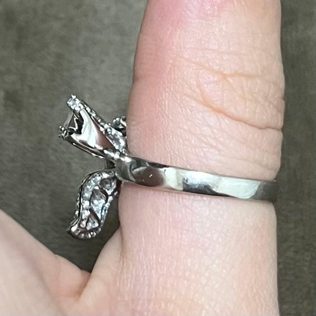 天然ダイヤモンド1 ctリボンモチーフ リング k18 wg